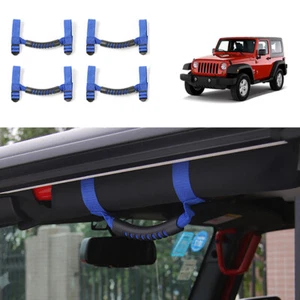 4pcs Roof Roll Bar Grab Handle Grip for Jeep Wrangler YJ TJ JK JK JL 4-Door Blue - Picture 1 of 6