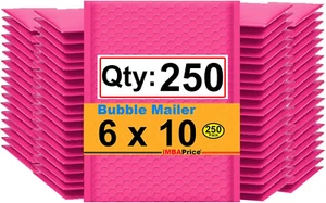250er-Pack #0 (6" x 10") Premium Hot Pink Farbe Selbstversiegelnd Poly Luftpolster Versandtaschen Paddel - Bild 1 von 12