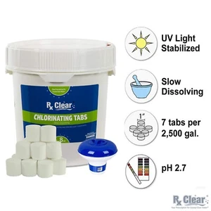 Rx Clear 1" Stabilized Chlorine Tablets - 8 lbs W/Small Chemical Dispenser - Picture 1 of 5