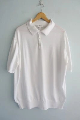 Brioni Knit Polo Shirt Mens size 60 White Short Sleeve Cotton Collar Casual - image 1 of 4