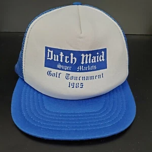 Vtg 1985 DUTCH MAID SUPER MARKET Golf Tournament Trucker Hat Cap Mesh SnapBack - Picture 1 of 6