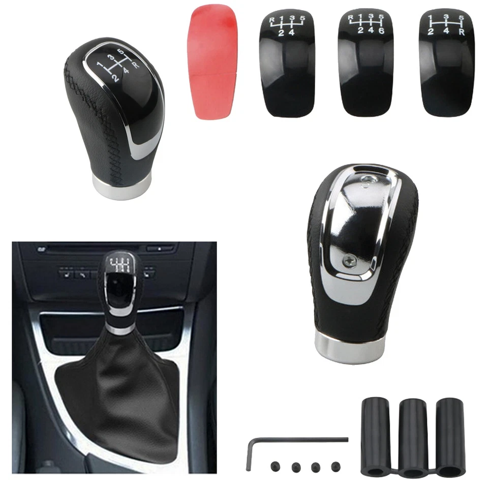 Palanca de cambios manual universal para automóvil de 5/6 velocidades palanca de cambios cabeza cuero Foto 1 de 4