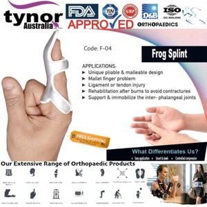 Tynor™ Frog Splint Support Crush Injury Trigger Bent Finger Brace Tendinitis DIP - Picture 1 of 7