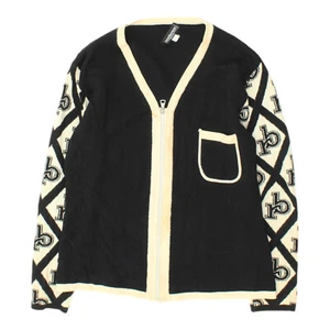 Cárdigan tejido Roccobarocco para mujer negro cremallera completa | Jersey vintage de gama alta de colección - Imagen 1 de 3