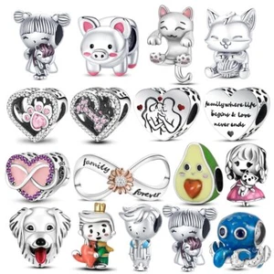 Bracelet Inlaid Zircon Beads 925 Sterling Silver Heart-shape Pendants Bangle - Picture 1 of 116