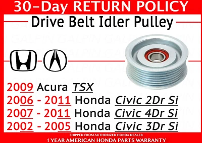 Genuine OEM Honda Civic Si Drive Belt Idler Pulley 2002-2011 Idle 31190-RRA-A00 - Image 1 of 3