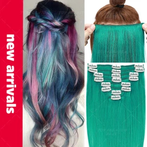 8PCS Clip In Real 100% Russian Human Hair Extensions Full Head Balayage Ombre US - Picture 1 of 36
