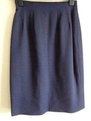 PAUL COSTELLOE NAVY BLUE PURE NEW WOOL STRAIGHT SKIRT - SIZE 10 - Image 1 of 4