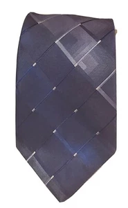 George Herren 100 % Seide Marine/Grau Geometrisches Muster Krawatte Gebraucht L 58" W 4" - Bild 1 von 4