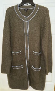NWT Talbots Size X Long Cardigan Long Sleeve Dark Green 55% Cotton 28% Polyester - Picture 1 of 19