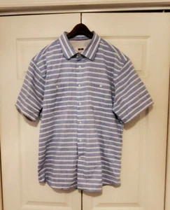 Joseph Abboud Men's Size XL Blue, Black & White Short Sleeve Button-Down Shirt - Picture 1 of 7