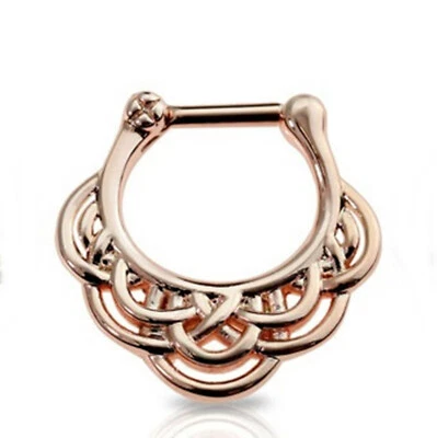 Clicker cautivo nariz tabique ondas de viento oro rosa IP 16 calibre 3/8"  Foto 1 de 4