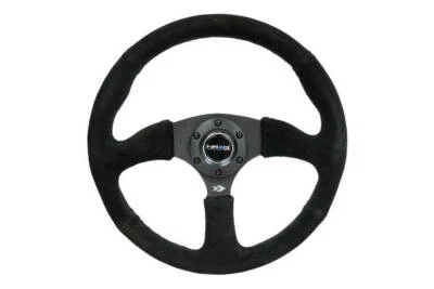 NRG 350mm 2.5" Deep Dish Steering Wheel 5mm Comfort Grip Suede with Spokes - Image 1 of 4