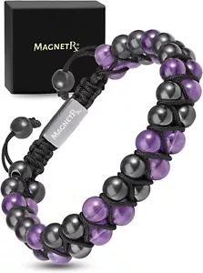 MagnetRX® Magnetisches Hämatit & Amethyst Perlen Armband für Damen - Bild 1 von 8