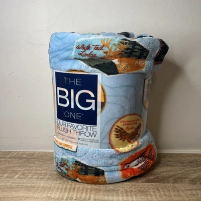 The Big One Oversized Plush Throw Blanket Wildlife Patches 5'x6' or 60"x72" Blue - Image 1 of 4