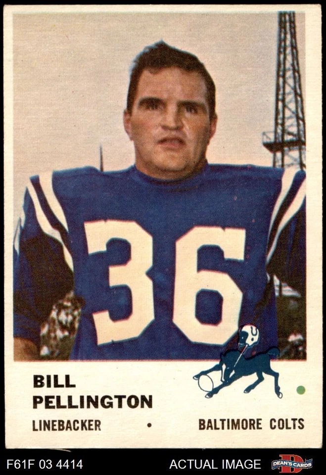 1961 Fleer #36 Bill Pellington Colts Rutgers 5 - EX - Image 1 of 1