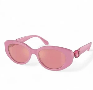 Swarovski Cat Eye Sonnenbrille rosa mit Kristallakzenten & Etui Neu - Bild 1 von 5