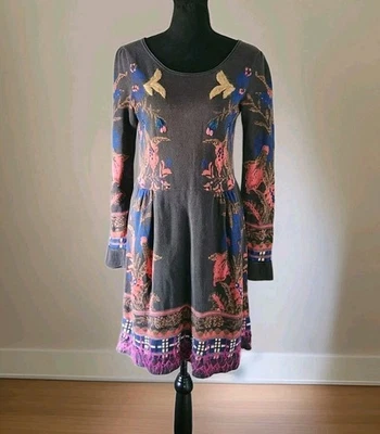 Anthropologie Knitted & Knotted Embroidered Long Sleeve Sweater Dress Size S - Image 1 of 4