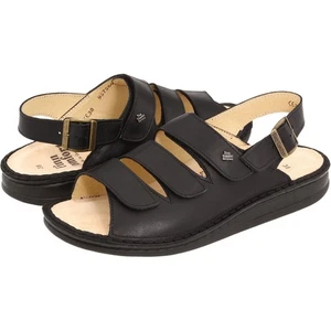 Finn Comfort Größe 41 schwarz Sylt Nappaleder Dreifachriemen offene Zehenpartie Sandalen gebraucht, in einwandfreiem Zustand - Bild 1 von 12