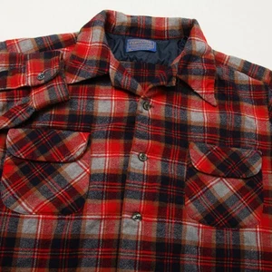 Vintage Pendleton Bordhemd Herren XL rot kariert Wolle Flanell USA 90s Loop Kragen - Bild 1 von 10