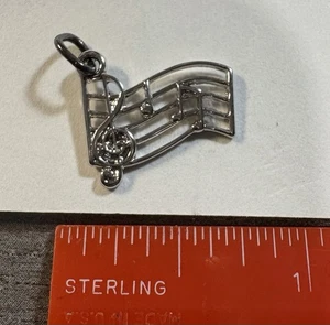 Simpson Sterling Silver Musical Notes Charm Pendant Vintage Music Staff Jewelry - Picture 1 of 3