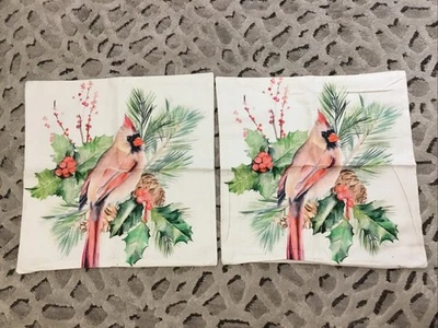 Hermosas fundas de almohada rojas cardenales pájaros invierno tiro conjunto de 2, 19”x19” nuevas Foto 1 de 3