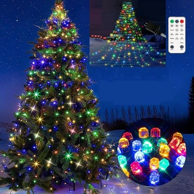 Christmas Tree String Fairy Lights LED Waterfall Remote Dazzler Outdoor Decor - Image 1 of 4