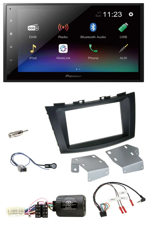 Pioneer USB Bluetooth DAB 2DIN Lenkrad Autoradio für Suzuki Swift ab 2011 - Bild 1 von 4