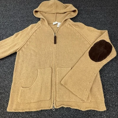 Suéter Fiorlini International Para Hombres Medio Bronceado Con Capucha Cremallera Completa Parche en el Codo Tejido Foto 1 de 4