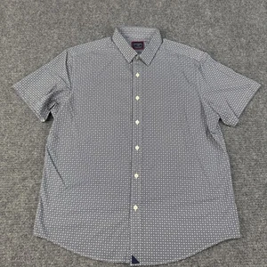 Camisa UNTUCKit Para Hombre Grande Negra Blanca Manga Corta Abotonada Elastizada Geométrica - Imagen 1 de 8