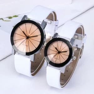 Orologio casual moda bracciale pelle quarzo orologio da polso per coppia unisex regalo - Foto 1 di 8