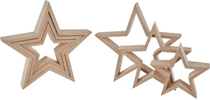 VBS 6er-Pack Holzsterne FRAME 18-29cm Weihnachtsdeko Dekostern Streuteile - Bild 1 von 10
