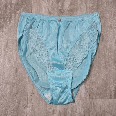 Bragas para mujer vintage de nailon azul claro con detalle de encaje talla 7 Foto 1 de 4