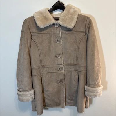 Chaqueta Boho Vintage Big Chill Marrón Gamuza Peluda Imitación Talla M Suave y Cómoda Foto 1 de 4