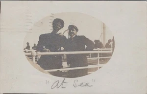 Auf See Paare Foto an Deck St.Thomas Ontario 1909 RPPC Echtfoto Postkarte - Bild 1 von 2