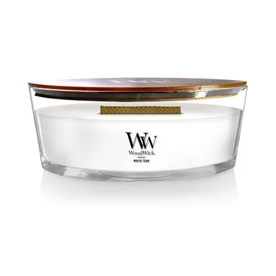 White Teak Gifts for Women and Men, 16 oz Ellipse Candle with Crackling Wick - Image 1 of 4