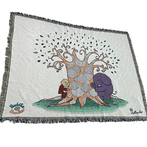 Buddha Doodles Wandteppich großer Überwurf skurril Junge Elefant 74 x 54 Zoll - Bild 1 von 9