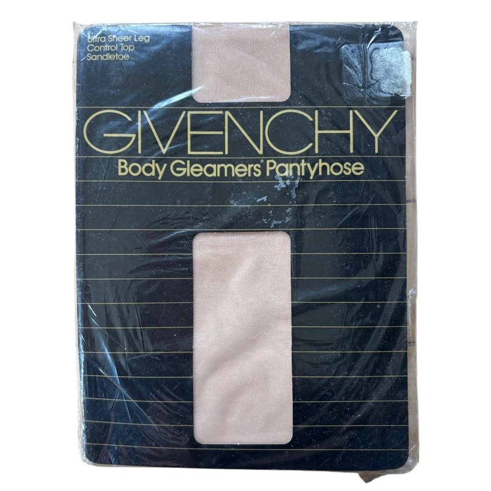 New Vintage 90s Givenchy Body Gleamers Pantyhose B 157 Ultra Sheer Leg Nude Tan — 第 1/4 张图片