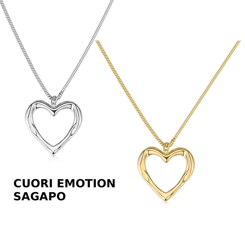 Collana donna cuore Sagapo in acciaio o dorata SMO01 SMO02 Gioielli Regalo - Immagine 1 di 2