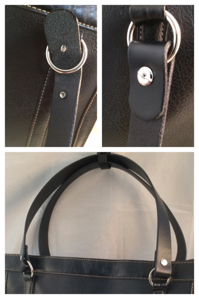 Leather Purse Handle Replacement - 23.6 Inch Long, Black/Camel, 2 Pack, For Crossbody & Handbags