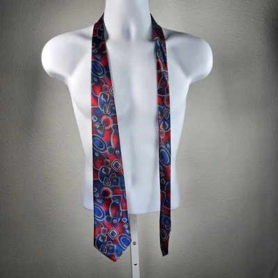 Corbata Don Loper de Seda para Hombre Rojo Azul Estampado Abstracto Beverly Hills Geométrica Foto 1 de 3