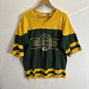 Vintage The Edge Green Bay Packers 3/4 Short Sleeve Tshirt Green Men’s Large - Picture 1 of 3