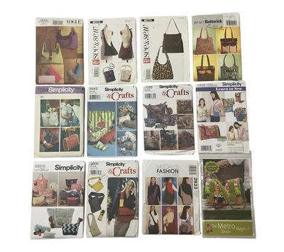 12 Tote Bag Handbag Purse Duffel Pattern Lot Vogue Simplicity Butterick McCalls - Image 1 of 4