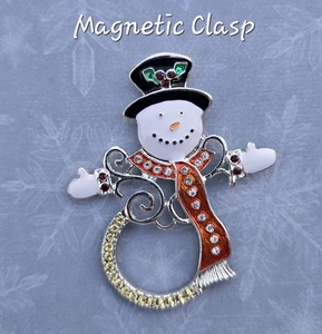 Charming Snowman MAGNETIC clasp brooch. Holiday Eye Glass, Name Badge Holder - Picture 1 of 6