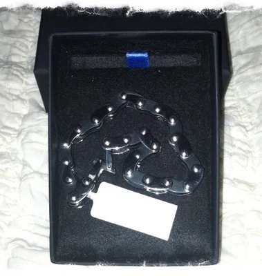 *UNISEX* Brazalete de acero inoxidable y goma, negro puro ~ Nuevo en caja Foto 1 de 4