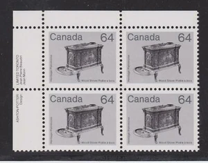 1983 Canada SC# 932 UL - Artifact Definitive - Stove - Plate Block M-NH # 1582a - Picture 1 of 1