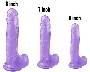Jelly Dildo Suction Cup Dong - 5 Colors 6" 7" 8" Waterproof Sex Toys  - Picture 1 of 17
