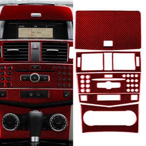 Red Carbon Fiber Central Air Vent CD Panel Trim For Mercedes Benz C W204 2007-10 - Picture 1 of 16
