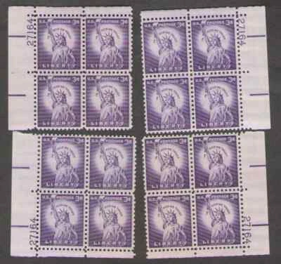 US. 1035. 3c. Statue of Liberty, 4 Position Matched PB4 #27164. MNH. 1966 - Image 1 of 2