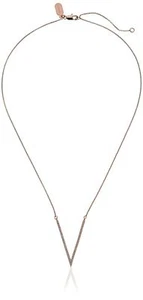 Lisa Freede Jewelry Rose Gold-Plated Micro Pave Large V Pendant Necklace 18" ... - Picture 1 of 3